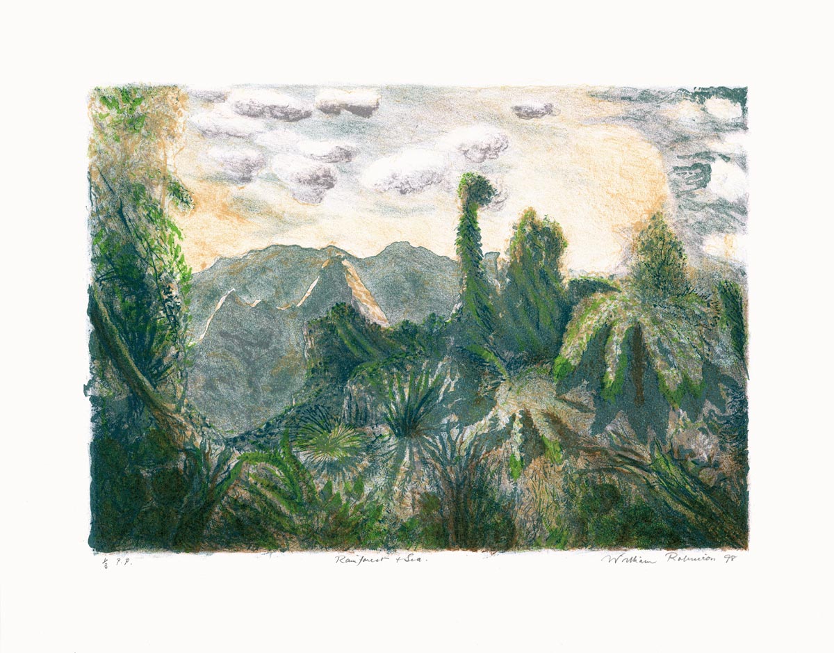 William Robinson, Lithographie, -Rain Forest + Sea-, 1998